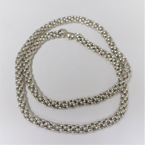 Sølv FOPE Star halskæde 90 cm (925S / 18kt). Lang sølvhalskæde med guldringe 
indvendig