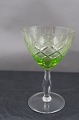 Vienna Antique or Wien Antik glassware with knob 
on cutted stem, by Lyngby Glass-Works, Denmark. 
Green white wine glasses 12cm