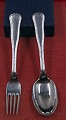 Cohr Dobbeltriflet Danish children's cutlery of 
830S silver. 2 pieces child's cutlery