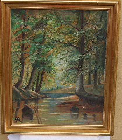 Painting by S. Nielsen?? Forest scene