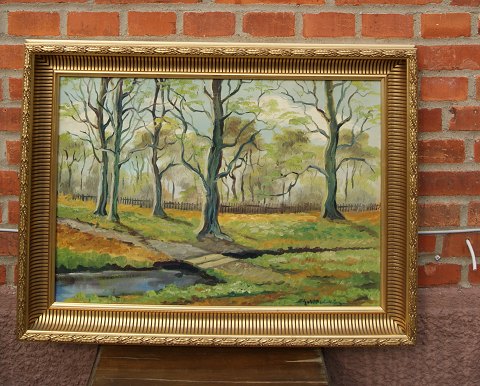 Gemälde von unbekannten Künstler, Wald-Szene