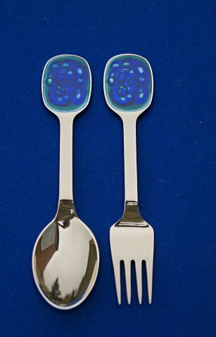 A. Michelsen Christmas spoon and Christmas fork 1987 in gilded sterling silver