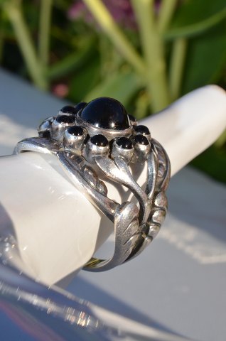 Moonlight Blossom Ring with black  agate 10