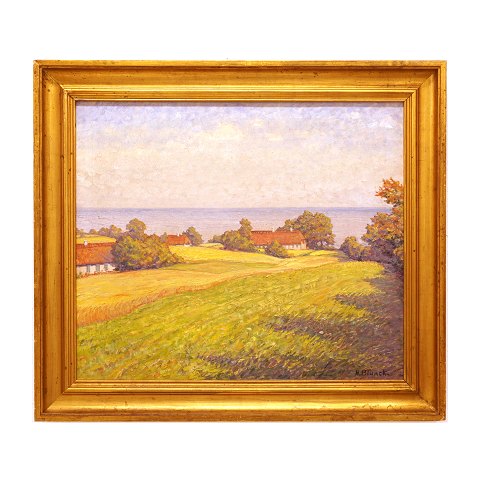 Heinrich Blunck Heikendorf, Kiel 1891-1963, 
Landschaft bei Ertebjergskov, Alsen. Öl auf 
Leinen.  Lichtmasse: 58,5x68,5cm. Mit Rahmen: 
74x84cm