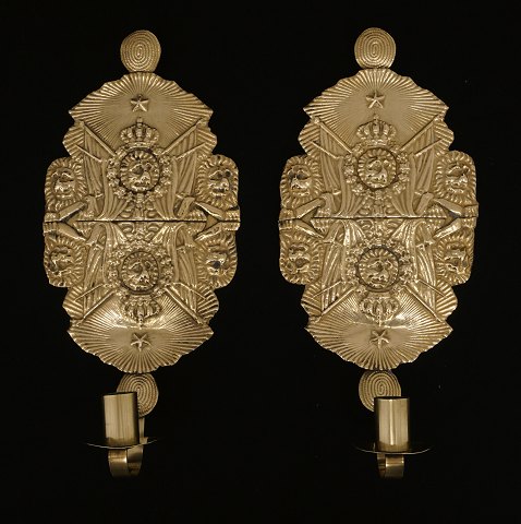 A pair of small blakers, brass. Sweden circa 1880. 
H: 27cm