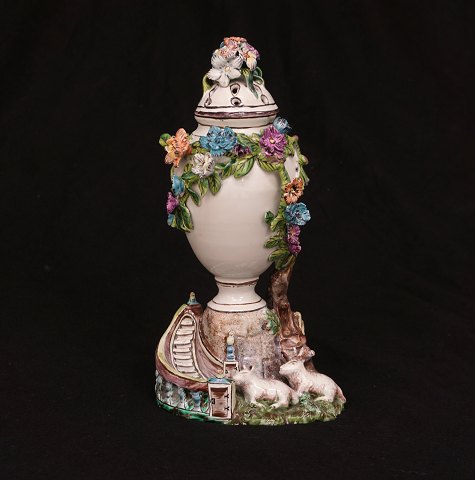 A 18th century Swedish faience vase. Signed 
Marieberg 22.04.1766. H: 23cm