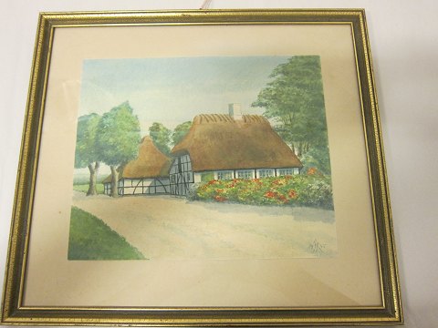 Aquarell, eingerahmt
Aquarell mit stimmungsvollem Motiv vom Broballe / Als, Dänemark
Von Hertha Raben 
Von 1945
39cm x 35cm
In gutem Zustand