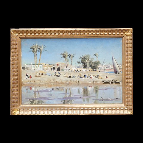 Peder Mønsted, 1859-1941, oil on canvas. Signed 
and dated Cairo 1896. Visible size: 19x29cm. With 
frame: 42x52cm