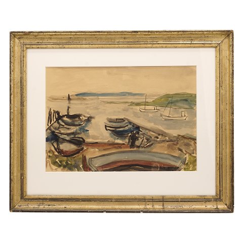 Jens Søndergaard, 1895-1957, watercolor. Visible 
size: 30x42cm. With frame: 51x63cm
