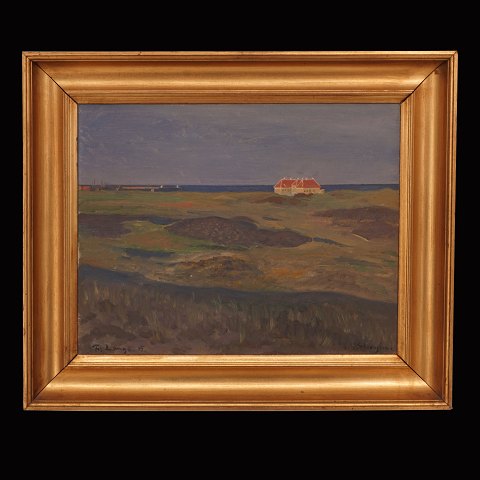 Frederik Lange, 1871-1941, Öl auf Leinen: 
Klitgården in Skagen. Lichtmasse: 32x40cm. Mit 
Rahmen: 45x53cm