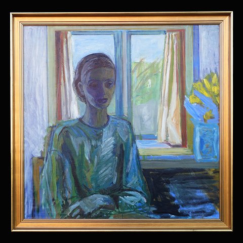 Paul Høm, 1905-94: Portræt af hans første hustru 
Kirsten, olie på lærred. Omkring slutningen af 
1930erne. Signeret. Lysmål: 98x98cm. Med ramme: 
110x110cm