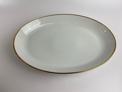 Aarestrup Großschale Nr. 315 von Bing & Grondahl, glattes, weißes Porzellan mit 
Goldrand