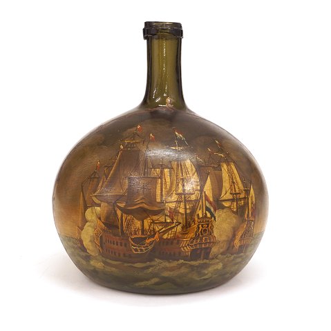 Grosse Holländische Flasche mit maritimen Motiv. 
Holland 18. Jahrhundert. H: 26cm