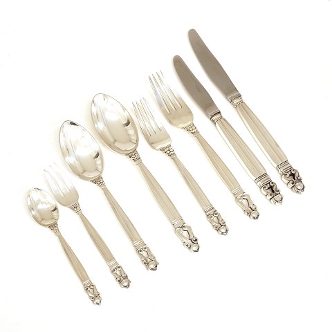 A large Georg Jensen Acorn Sterling silver cutlery 
for 12 persons. (126 pieces)