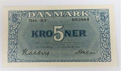 Danmark. 5 kr. seddel 1946 BN. Kvalitet 1++