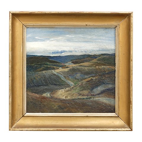 Erik Raadal, 1905-41, oil on plate. Landscape at 
Gjern, Denmark. Signed and dated 1933. Visible 
size: 38x38cm. With frame: 52x52cm