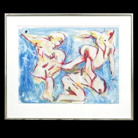 Svend Wiig Hansen, 1922-97, oil chalk on paper. 
Signed and dated 1988. Visible size: 50x65cm. With 
frame: 70x83cm