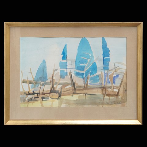 Svend Saabye, 1913-2004, akvarel. Signeret. 
Lysmål: 37x54cm. Med ramme: 53x69cm