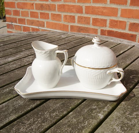 Tradition with gold rim or white Half Lace with gold Danish porcelain, set of 3 items coffee- or tea service
