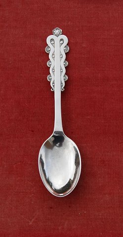 Children's cutlery of Danish three towers silver. Children's spoon from year 1950