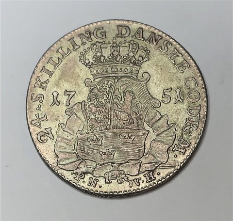 Denmark. Frederik V. Silver 24 skilling 1751.