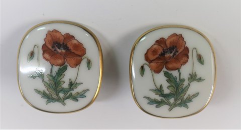 Royal Copenhagen. Flora Danica. Ear clips. Height 28 mm.