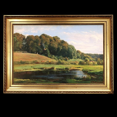 C. F. Aagaard, 1933-95, oil on canvas. Danish 
landscape. Signed and dated 1886. Visible size: 
51x80cm. With frame: 70x99cm