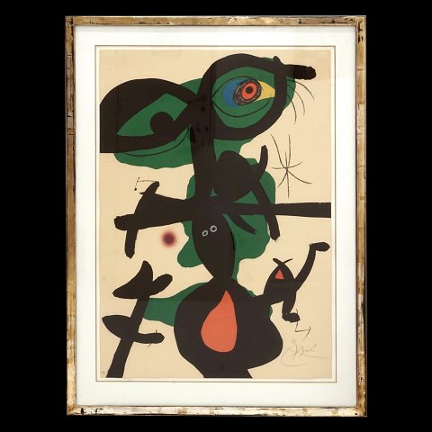 Joan Miró, 1893-1983, litograph printed in colors. 
Signed and numbered 48/75. 1973. Visible size: 
88x61cm. With frame: 107x79cm