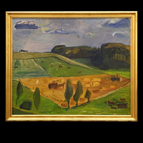 Ebba Carstensen, 1885-1967, Öl auf Leinen. 
Landschaft. Signiert und datiert 1956. Lichtmasse: 
95x114cm. Mit Rahmen: 109x128cm