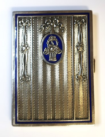 Austria. Silver case with blue enamel (950). Length 8.2 cm. Width 6 cm.