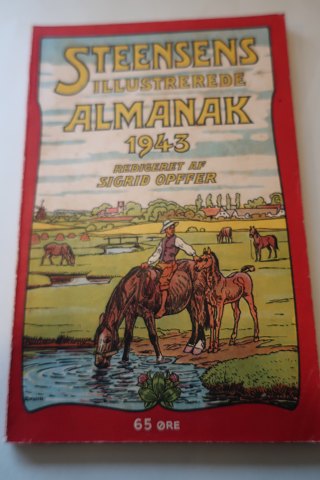 Steensens illustrerede Almanak 
for det år efter Kristi fødsel 1943, 
Redigeret af Frederik Opffer
41. Årgang
Udgivet af L. Levison Junr. Akts. København 
Sideantal 121
Used condition