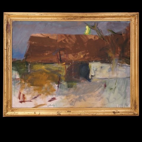 Oluf Høst, 1884-1966, Öl auf Leinen. Bognemark mit 
Mond. Lichtmasse: 60x80cm. Mit Rahmen: 71x91cm