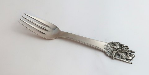 H. C. Andersen eventyrgaffel. Sølvbestik. Spinderokken. Sølv (830). Længde 15 cm