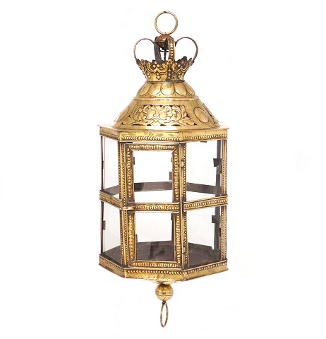 Large Baroque brass latern. Denmark circa 1750. H: 
80cm