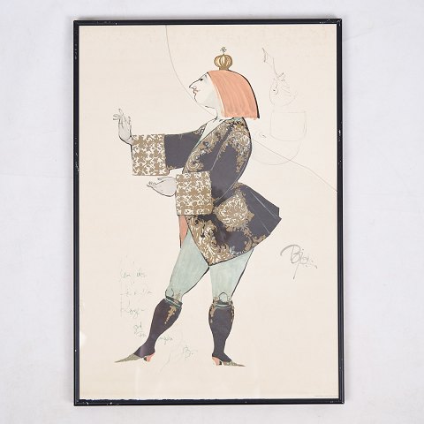 Lithografie-Druck in schwarzem Rahmen – signiert von Bjørn Wiinblad