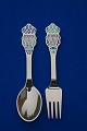 A. Michelsen set Christmas spoon and fork 1982 of Danisch gilt sterling silver