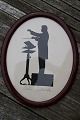 Silhouette felt-tip drawing of conductor Arthur 
Nikisch in oval mahogany frame