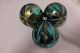 Old Christmas balls made of glass
The price is for the total lot of 3 pieces
These old Christmas balls are blue/green colour 
with gold and "snow"
In a good condition