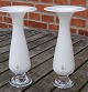 Holmegaard glass art. Balustra vases/candlesticks of milk white glass 22.5cms