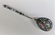 Russian silver spoon (84) with enamel. There are small flaws in the enamel. 
Length 17 cm.