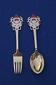 Michelsen Set Christmas spoon and fork 1952 of Danish gilt sterling silver