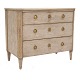 Gustavian chest of drawers with gilt canted fluted side posts. Sweden circa 
1780. H: 84cm. Top: 99x54cm