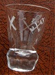 Danish freemason glass schnapps glass engraved with freemason symbols, on an edge-cutted foot