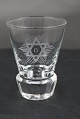 Danish freemason glasses, schnapps glasses engraved with freemason symbols, on an edge-cutted foot