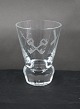 Danish freemason glass schnapps glass engraved with freemason symbols, on an edge-cutted foot