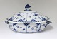 Royal Copenhagen. Blue Fluted, half lace. Covered dish. Model 622. Length 28 cm. 
Width 17.5 cm. (2 quality)