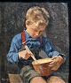 Aigens, Christian (1870 - 1940) Dänemark: Ein Junge isst ...