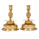 Pair of large Baroque bell shaped brass candlesticks. Denmark circa 1750. H: 
21cm. D base: 16cm