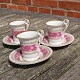 Vieux Paris French porcelain with gold edge, set of 3 mocha cups or espresso cups and saucers