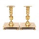 Pair of late 17th century Northgerman Baroque Brass castle candlesticks dated 
1705. H: 24cm. Base: 17,5x17,5cm